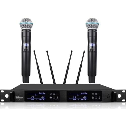 New!QLX-24D High Quality UHF Profeesional dual Wireless Microphone System stage performances a two wireless microphone