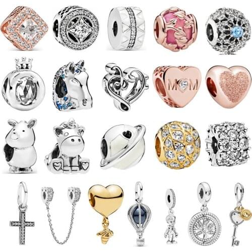 New fashion charm original rhinoceros steed around the planet beaded suitable for original Pandora ladies bracelet jewelry gift