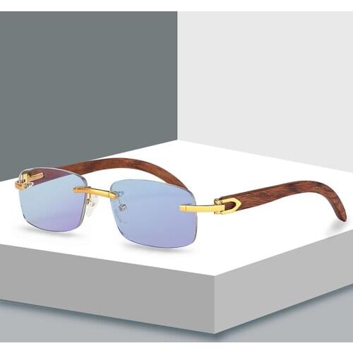 Rimless Wooden leg Mens Blue Light Blocking Glasses for Computer Eyeglasses Gaming Protection Blue Ray Goggles Anti Radiation