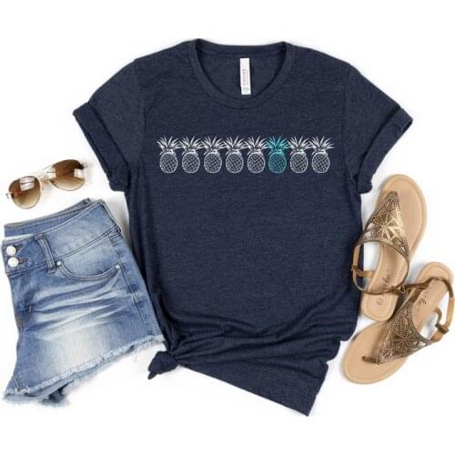 One in Eight Pineapple Shirt Womens Short Sleeve Tees Fashion 100% Cotton O Neck Female Clothing Plus Size Casual Streetwear