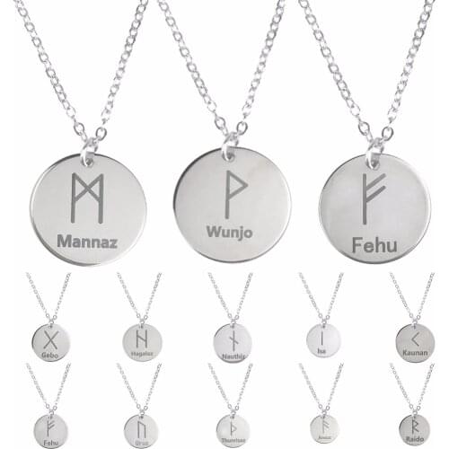 SUTEYI Fashion Nordic 25 Rune Letter Necklace Stainless Steel Pendant Statement Necklaces Chokers For Women Men Jewelry