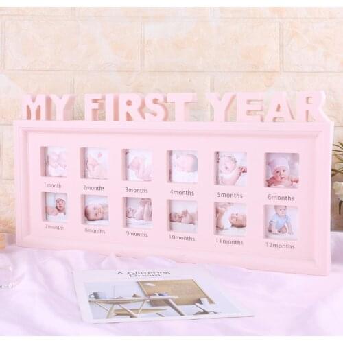 Creative DIY 0-12 Month Baby "MY FIRST YEAR" Pictures Display Plastic Photo Frame Souvenirs Commemorate Kids Growing Memory Gift