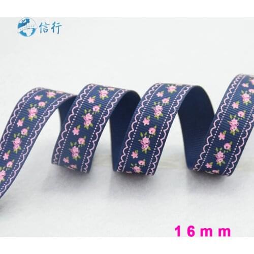 16mm width, flower printed ribbons Polyester Grosgrain ribbon, lace satin ribbons DIY hairbow accessories, gift package #3460