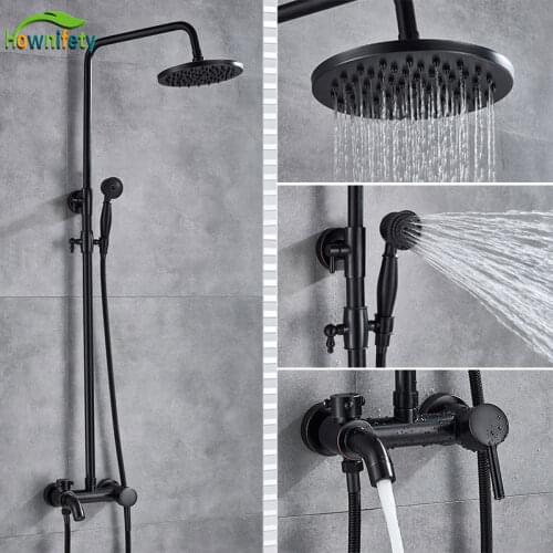 ORB Shower Set Rainfall Brass Shower Faucet Adjust Shower Height Hot Cold Bathroom Mixer shower Systems Faucets