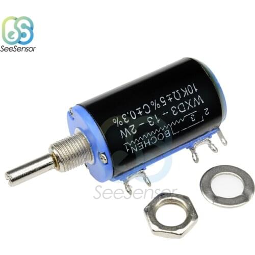 WXD3-13-2W 10K ohm WXD3-13 2W Rotary Side Rotary Multi-Turn Multiturn Wirewound Linear Potentiometer Diy Kit Black