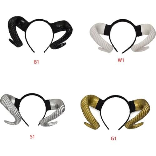Gothic Halloween Headband Accessory Simulated Antelope Sheep Horn Womens Hair Hoop Devil Cosplay Costume Party Supplies Headwear