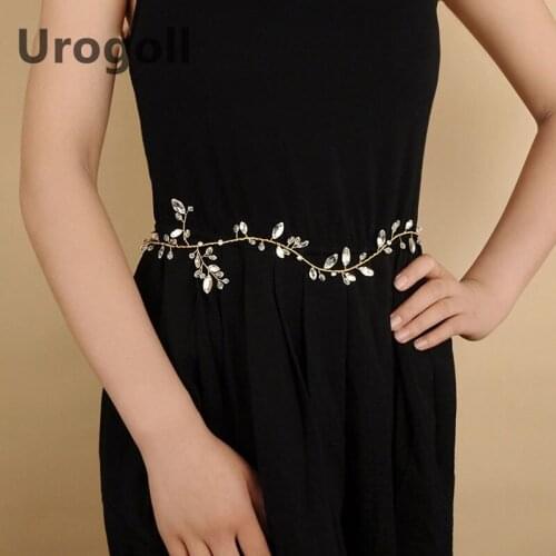 Fashion Bridal Belt Prom Headdress Handmade Beaded Crystal Wedding Hair Accessories Dress Belts For Women Girls