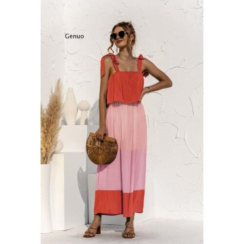 Dresses for Women 2021 High Waist Patchwork Casual Sundress Female Sleeveless Striped Summer Ruffles Dress vestido feminino