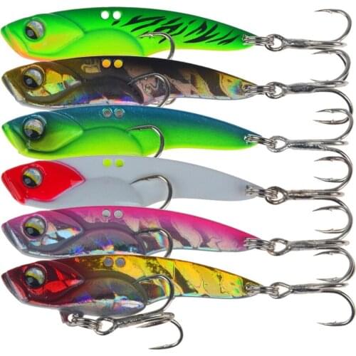1pcs Metal VIB Fishing Lure 8.8g/14.8g Vibration Spoon Hard Bait with two treble hooks Crankbait Wobbler Swimbait fishing Tackle