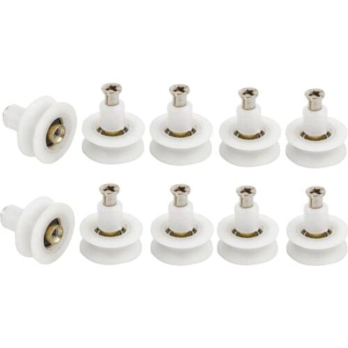 10 Pcs 22mm Plastic Pulley Bearing Round Guide Groove Rope Sliding Door Gate Wheel Roller