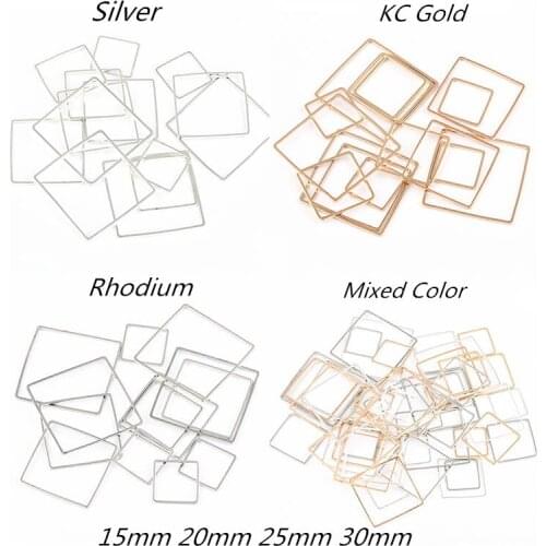 10Pcs/Lot KC Gold Rings For DIY Earrings Making Square Triang Earring Pendant Jewelry Accessories Findings 15mm 20mm 25mm 30mm