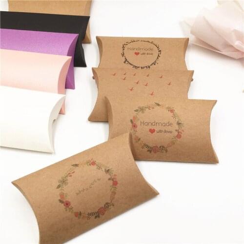 20pcs/30pcs/50pcs Pillow Box DIY Handcrafted Retro Jewelry/Candy/Chocolate/Tea Packaging Box Free shipping