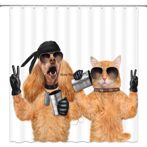 2020 Funny Cute Draw Dog Shower Curtains Bath Curtain Home Decor Waterproof Curtains Cat Dog 3d Dathroom Curtain or Mat