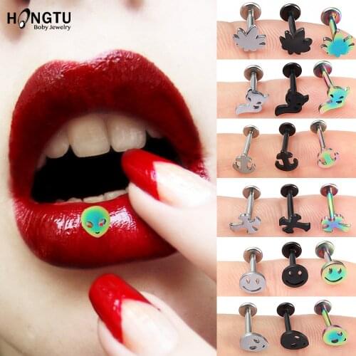 3pcs Steel Labret Piercing Earring for Cartilage Surgical Steel Tragus Oreja Spike Labret Lip Ring Black Lip Bar Ear Pierce Lot