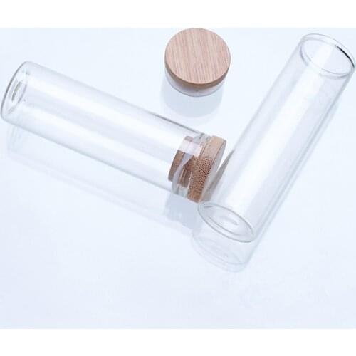 40ml 30x80mm Glass Bottle With Bamboo Cover Empty Airtight Bottles Tea Liquorice Candy Saffron Jars Leak Proof 50pcs