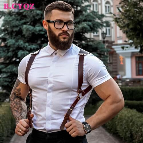 B.CYQZ Harness Men Garter Adjustable Fetish Leather Sexy Bondage Cage Strap Lingerie Male Belt Rave Sexual Gay Chest Costumes
