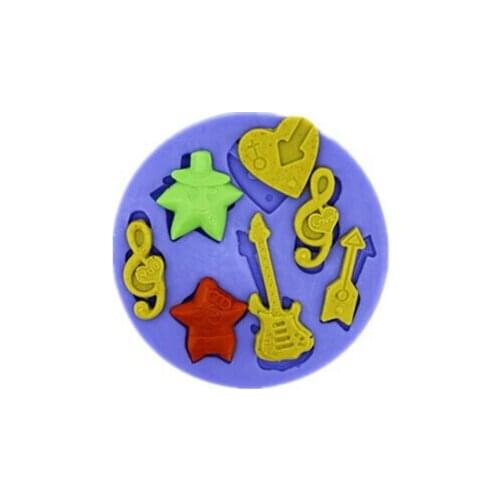 Free shipping Musical Notes /guitar modelling chocolate mold silicon fondant Cake decoration mold wholesale fondant mold