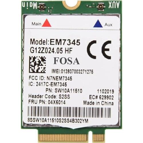Notebook Wireless Network Card for Lenovo EM7345 LTE 4G Module FRU: 04X6014 T450 X250 X240 T440 L440 X1