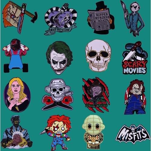 Horror Movies Figure Enamel Pins Brooch Collecting Anime Clown Lapel Badges Men Women Fashion Jewelry Gifts Adorn Backpack Hat