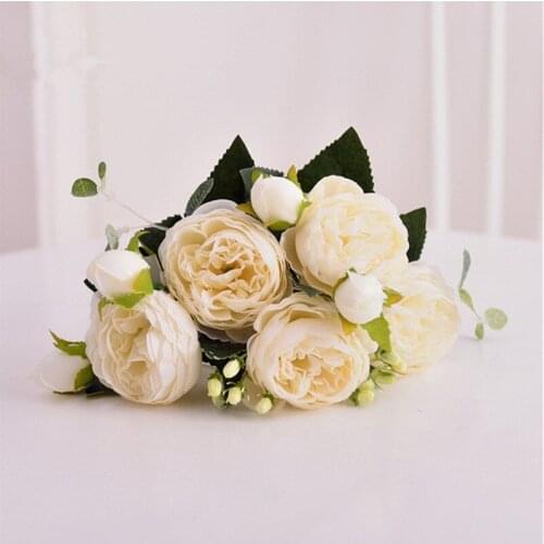 1 Bundle Silk Peony Bouquet Home Decoration Accessories Wedding Party Scrapbook Fake Plants Diy Pompons Artificial Roses Flowers