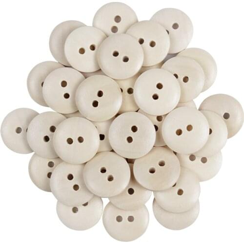 100pcs 2-Hole Wood Buttons Clothing Home Decor Sewing Scrapbooking Card Making DIY Baby Button Clothing Sewing Accessories 15mm