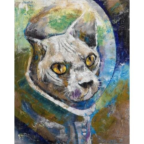 DIY Painting By Numbers Astronaut Kit Oil Picture By Numbers Cat Animal Wall Art Painting on Canvas Home Decoration Gift