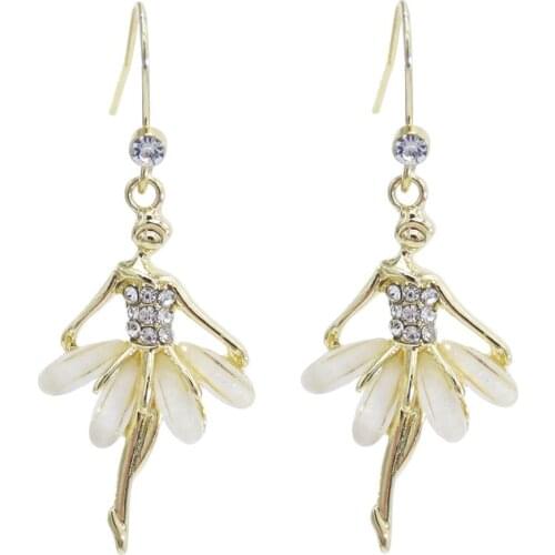 European and American New Style Rhinestone Exquisite Earrings Elf Dancer Gold Metal Earrings Fashion Jewelry