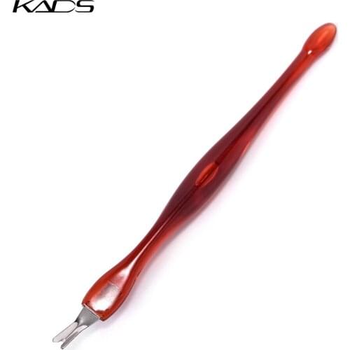 KADS 1pc Brown Cuticle Pusher Trimmer Remover Stainless Steel Dead Skin Fork for Manicure Cuticle Remover Pusher Nail Art Tools
