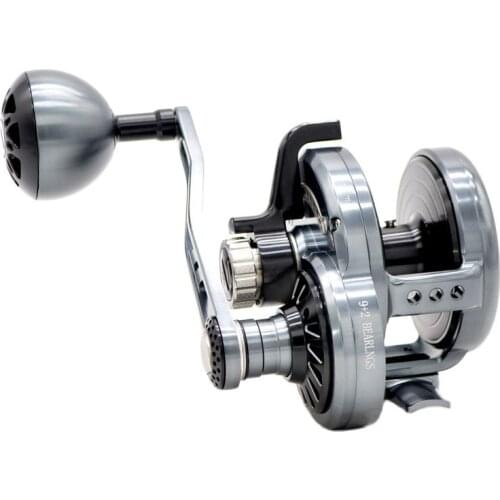 CAMEKOON CNC Aluminum Slow Jigging Reel 32KG Drag Power Saltwater Boat Fishing Wheel Out Line Alarm Anti-Sea Water Trolling Reel