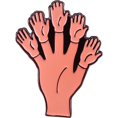 Small hands lapel pin finger puppet badge hands up vote brooch attitude jewelry