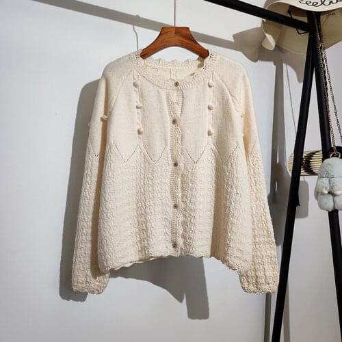 Sweet Style Lace Knitted Women Sweater Cardigan Winter New 2021 Solid Long-Sleeved Casual All Match Female Outwear Coats Tops