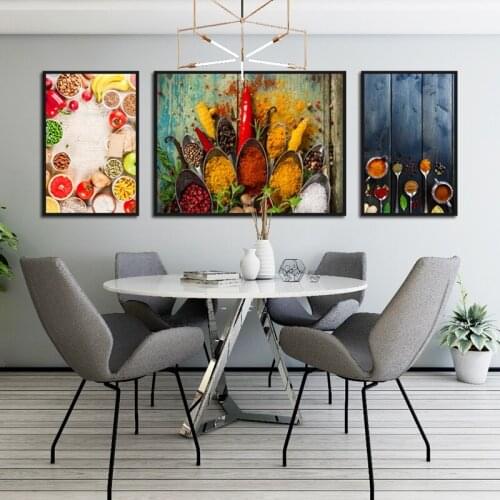 Minimalist Wall Art Prints Kitchen Condiments Pattern Nordic Canvas Painting Living Room Bedroom Corridor Decoration Home Gifts