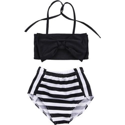 New Fashion Cute Baby Kids Girl Clothes Bikini Set Swimwear Striped Swimming Bathing Suit Swimsuit