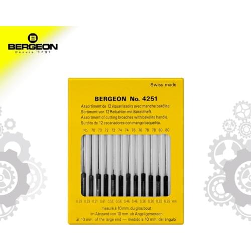 The original imported BERGEON 4251 barrel is equipped with 12 reamer plastic rods 0.69-0.33mm watch maintenance tools