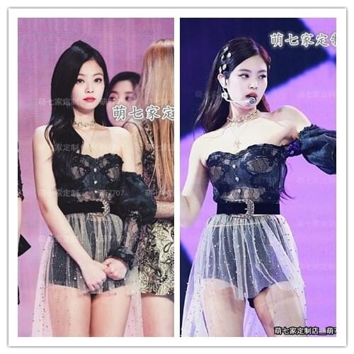 Kpop Korean Celebrity Sexy Lace Sleeveless Backless Vest Tops + White Perspective Mesh Skirts Black Elastic Shorts Women Outfits