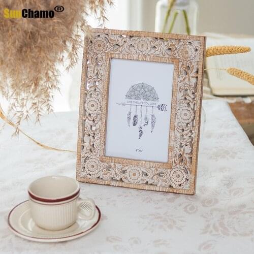 Hollow Classical Photo Frame Set Table Living Room Home Furnishings Decoration Photo Frame Do Old Album Frame Carved