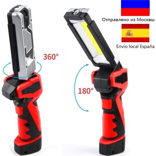 Profession Dual 360° COB Bulb Flashlight Work Light 18650 USB Rechargeable Inspection Lamp Torch Car Emergency Flashing Light