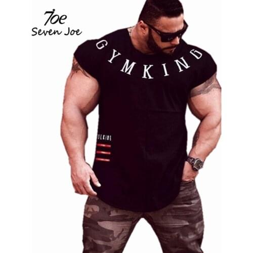 Seven Joe new Mens summer fitness Bodybuilding cotton t-shirt gyms workout Short sleeve shirts male Fashion letter tees tops