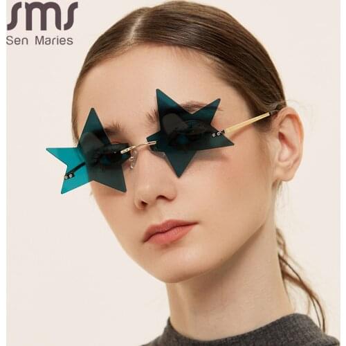 Fashion Rimless Sunglasses Women Vintage Steampunk Sunglasses Men Frameless Gradient Clear Lens Glasses 2021 Retro Eyeglasses