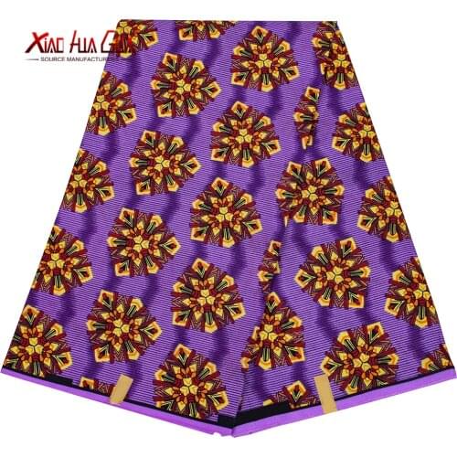 Traditional African Print Fabric Purple Waxed Floral Polyester Suitable for 6 Yards Ankara Sewing Home Couple Sexy Dress FP6434