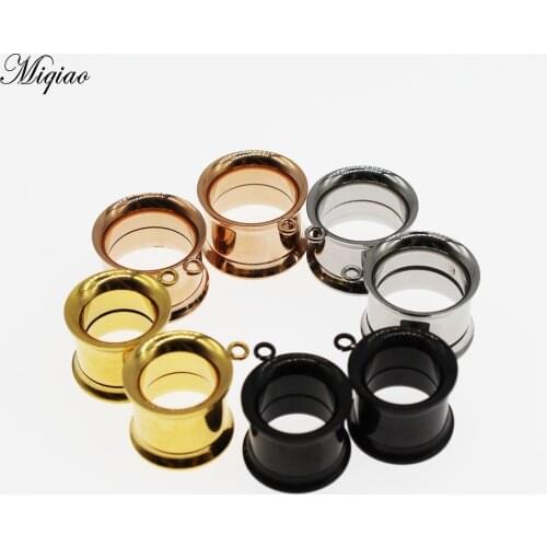 Miqiao 2pcs Stainless Steel Dangle Ear Plugs Screw Tunnels Stretchers Piercing Body Jewelry for Women Men Gift