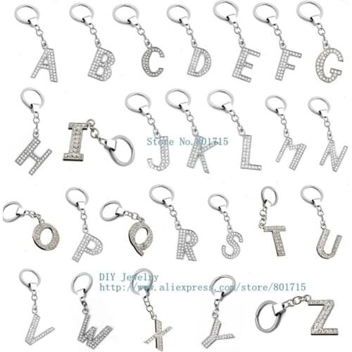 NEW STYLE "Q-Z" full rhinestone hang letters Charms key chain fit for the bags as gift for friends with the best design