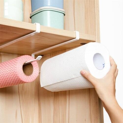 Kitchen Tissue Holder Cabinet Door Rack Bathroom Toilet Paper Towel Rack Household Kitchen Cabinet Door Hook Shelf Organizer