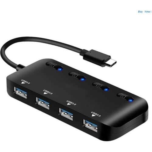 20CE 4 Port Micro USB Hub With Power Adapter Hub High Speed 5Gbps USB3.0 Type C Data
