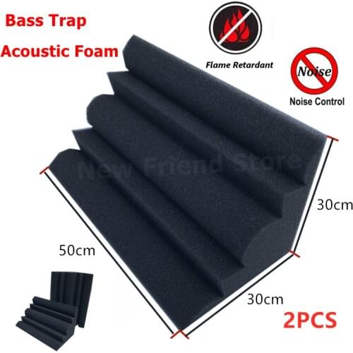 2pcs 30x30x50cm Acoustic Foam Soundproof Panel High Density Flame Retardant Bass Trap Sound Absorption Studio Corner Sponge