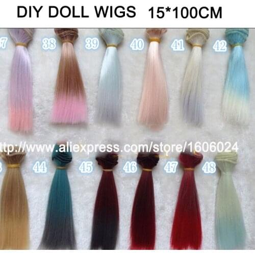 10PCS/LOT Wholesale DIY Synthetic Doll Hair 15*100CM Straight Wig BJD 1/4 1/6 Blue Pink Purple