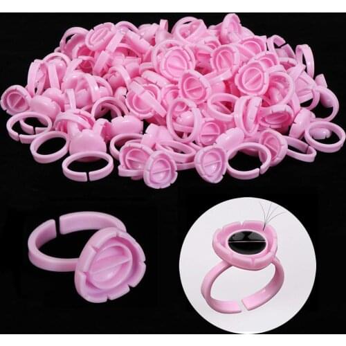 100Pcs Disposable Eyelash Glue Fan Cup Rings Eyelashes Extension Tray Adhesive Holder Grafting Glue container Tattoo Pigment