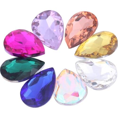 10x14mm 13x18mm 18x25mm Teardrop Glass Rhinestone Beads Point Back Glue On Diy For Craft Jewelry Making