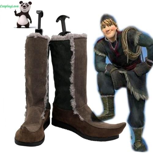 2 Pricness Kristoff Brown Shoes Cosplay Long Boots Custom Made