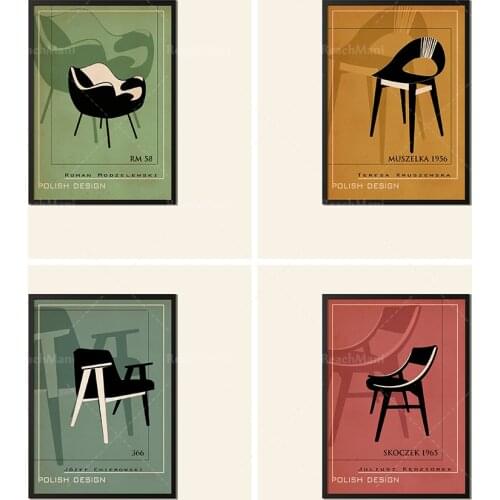 5 chaises design polonais emblématiques Overprints, collection antique